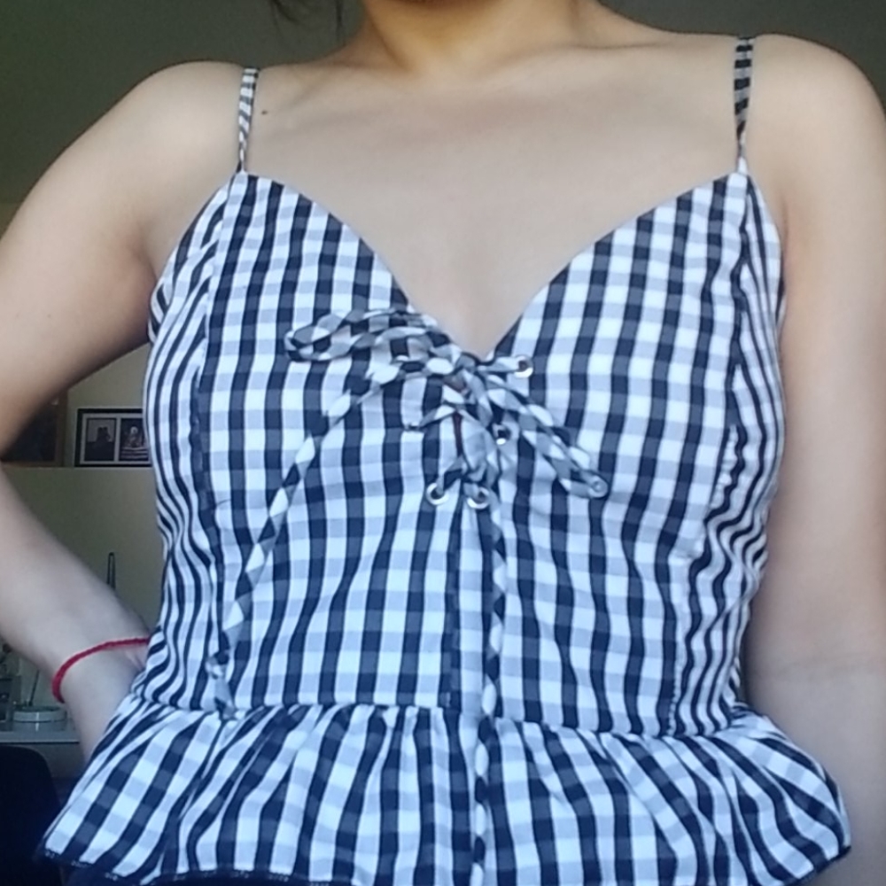 Gingham pattern crop top